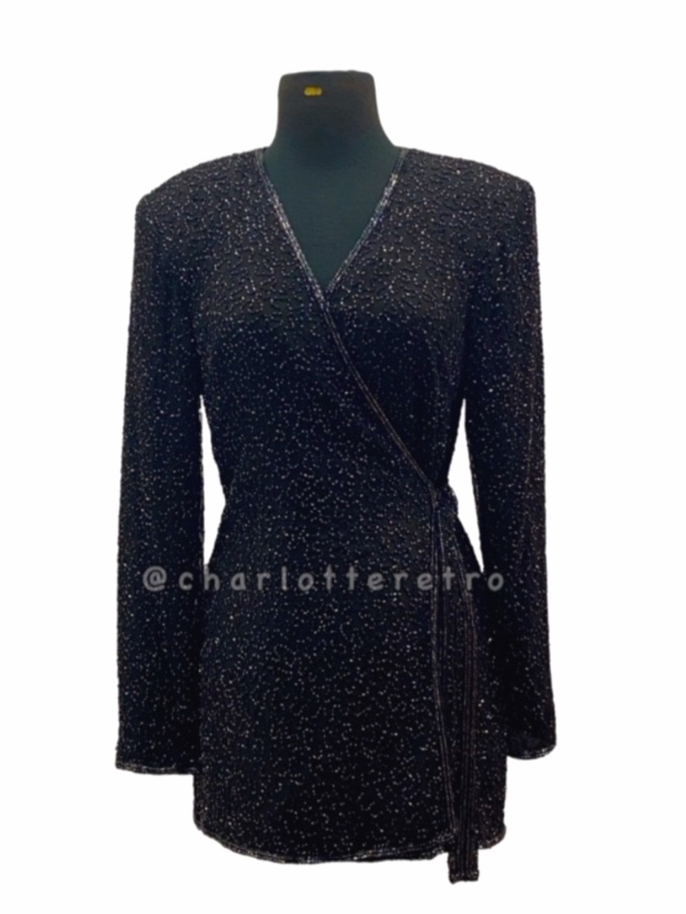 vtg Silk Wrap Beaded Jacket Blazer